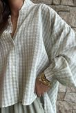 Ginny Gingham Balloon Sleeve Blouse Soft Sage